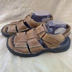Cherokee Mens Fishermans Open Toe Slingback Sandals Shoes Size 9 Tan Leather​​​